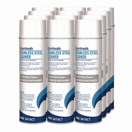 Boardwalk Stainless Steel Cleaner & Polish, Lemon, 18oz Aerosol, PK12 BWK347ACT